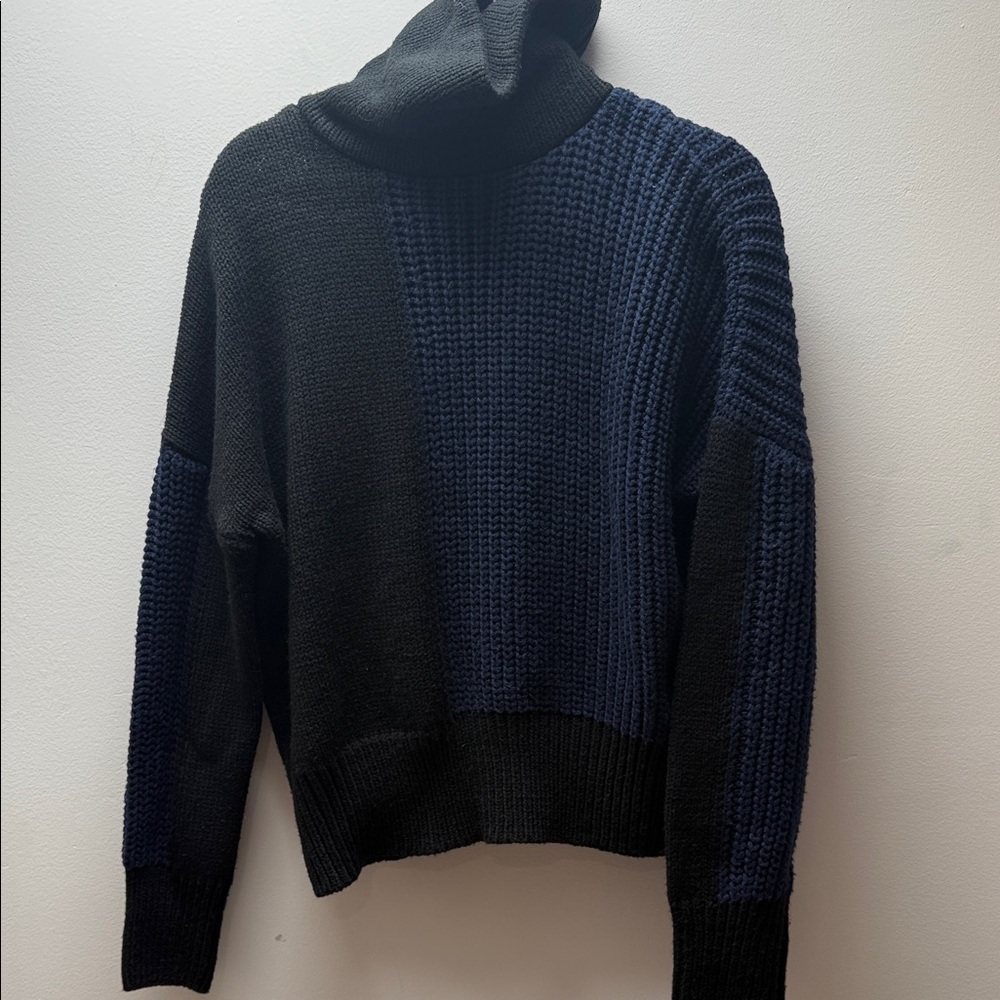 Topshop Black and Navy Cowl Neck Sweater